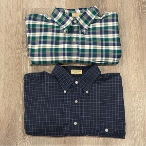 2 Vintage LL Bean Button Shirts Mens 17-33 XL USA Made Single Needle Oxford Lot
